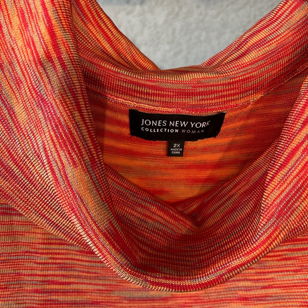 Jones New York Sleeveless Cowl Neck 2X Top Multicolored Stretchy Pullover - Picture 4 of 5